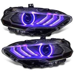 Ford Mustang Headlight Assembly - ORACLE Lighting - Black Series - Dynamic ColorSHIFT - `18-`23